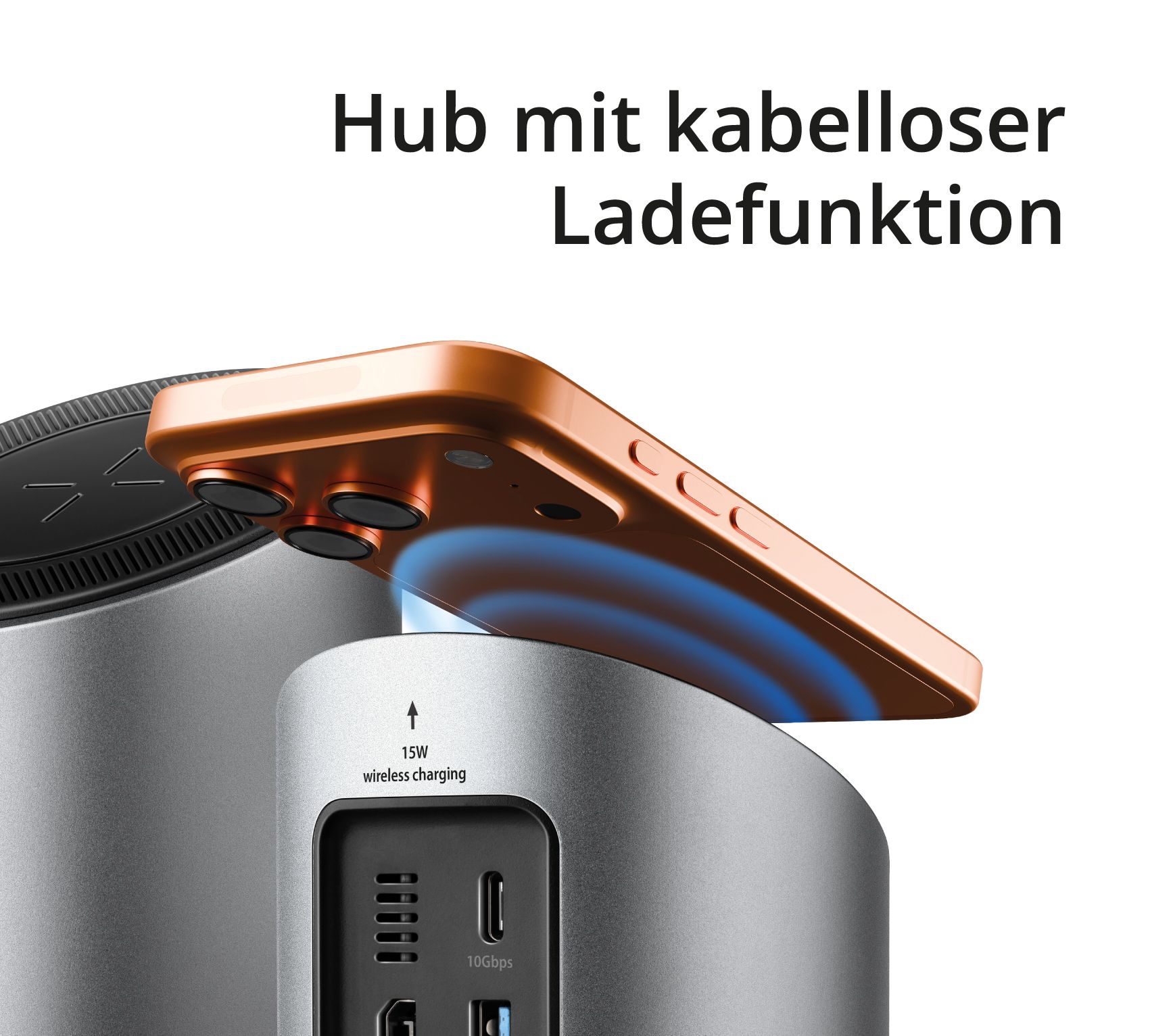 Hub mit kabelloser Ladefunktion 
